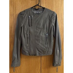 Joie Regal Kaylie Leather Jacket Wms XS in Mink Chocolate Brown Semi Crop Fall‎